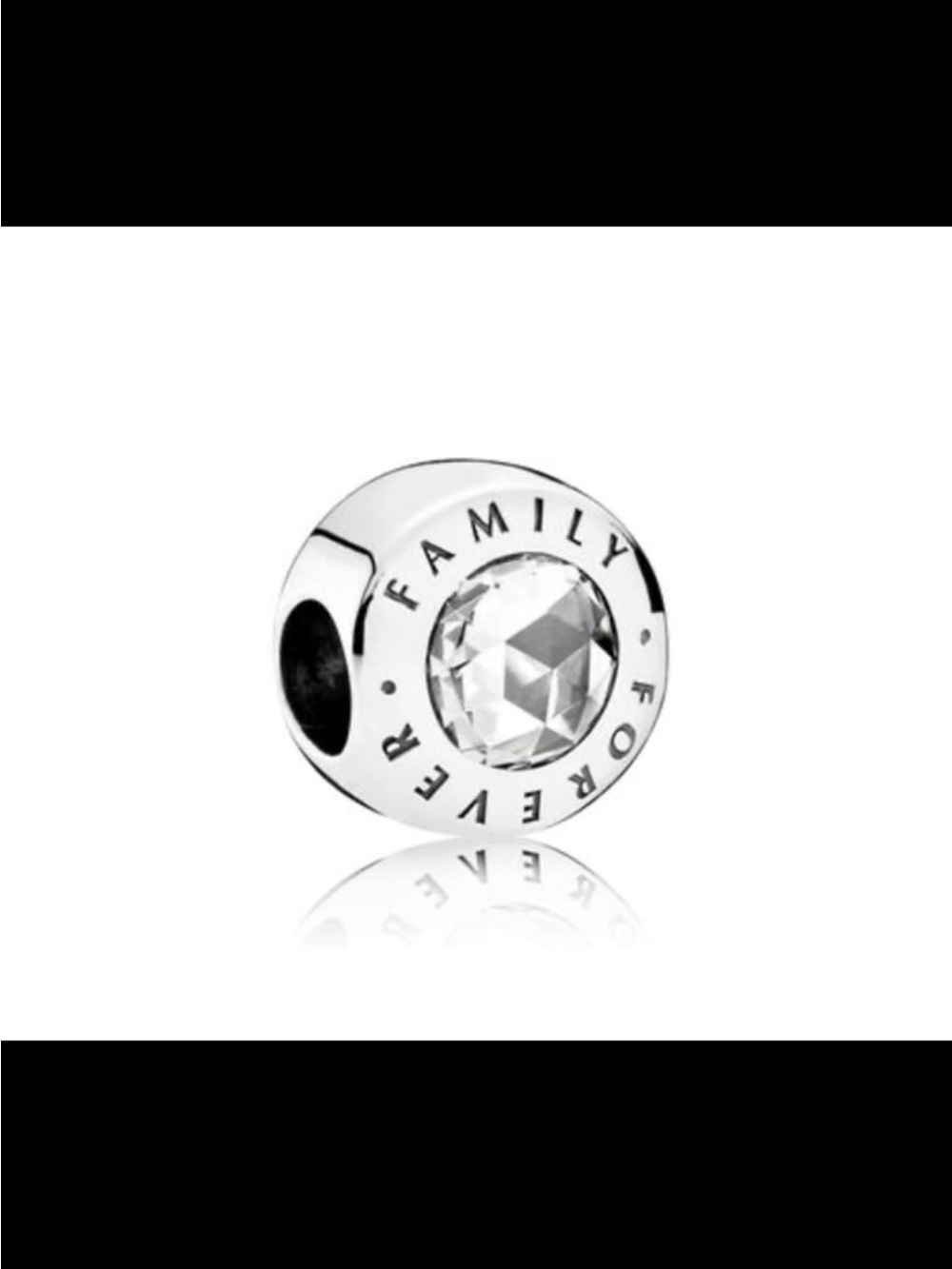 Pandora Silver 'Family Forever' Charm with Clear Stone